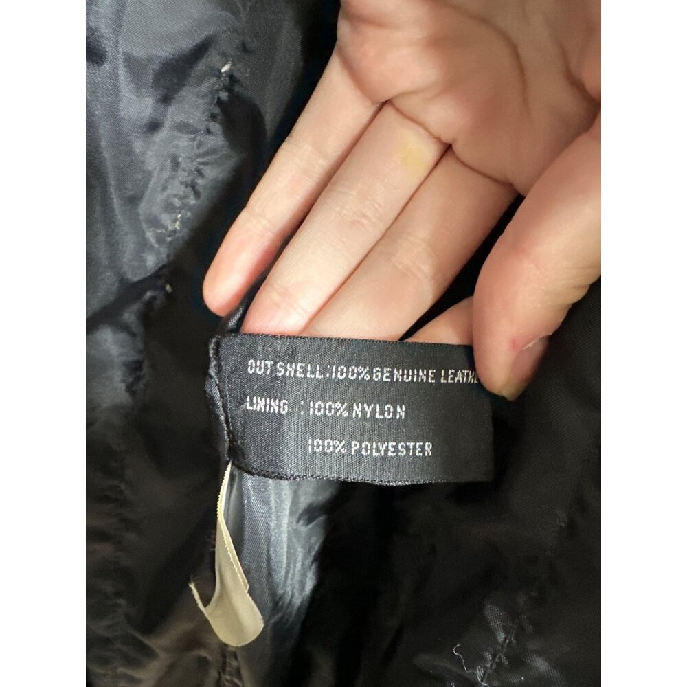 Vtg Pelle Leather Trench Coat Women Small 80s Long Embossed Mobwife Shoulder Pad - Picture 8 of 11